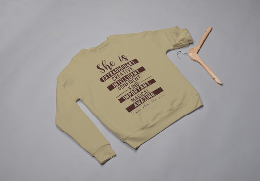 I am She, She is me-Tan Crewneck Sweatshirt